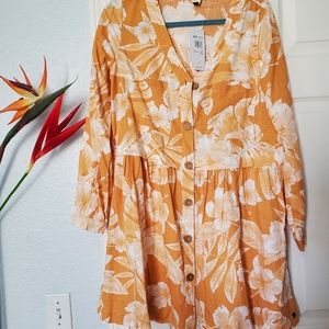 Roxy Vanity Wish Printed long sleeve dress- Small